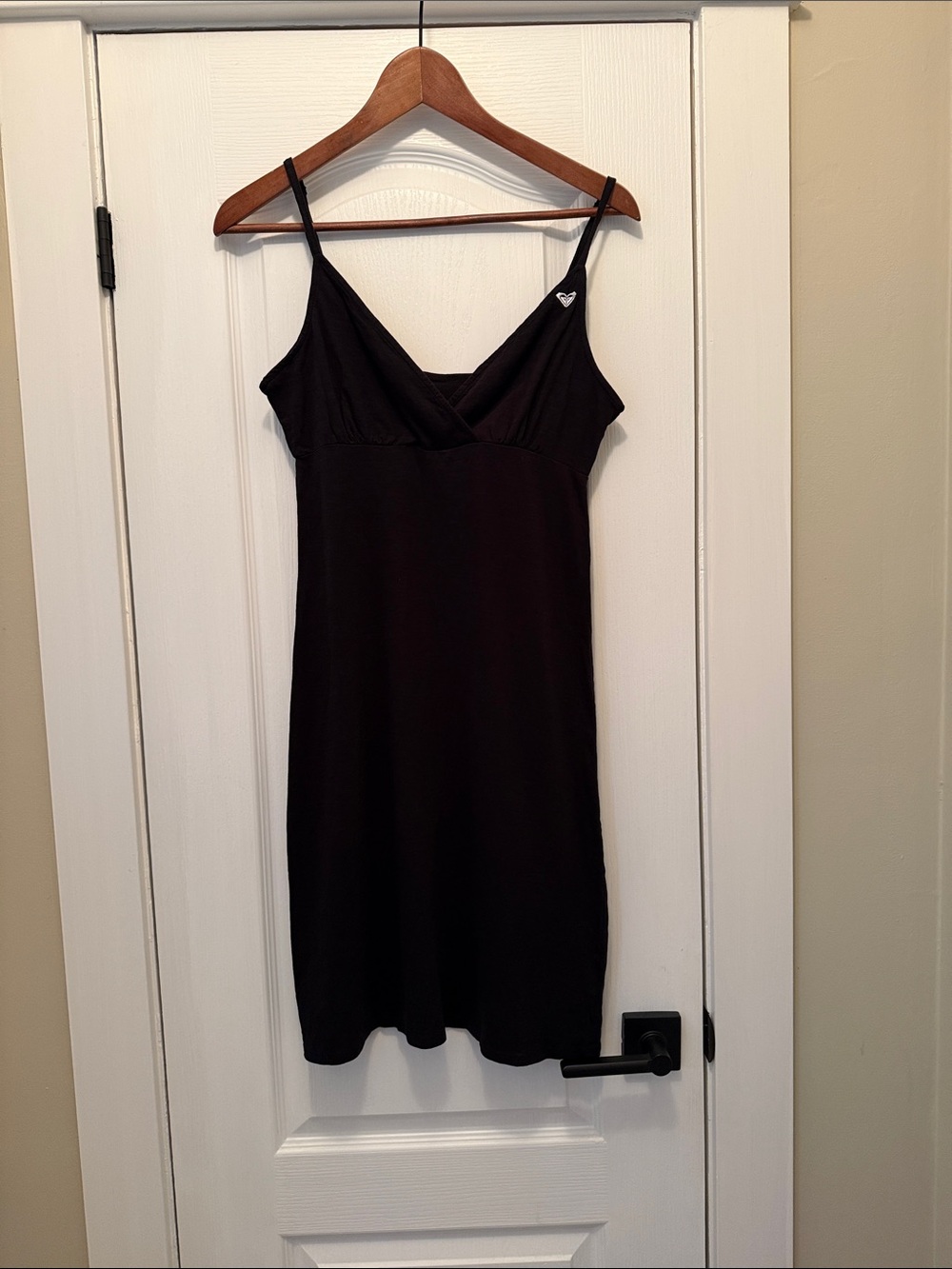 Roxy Black Slip Chemise with Heart Detail